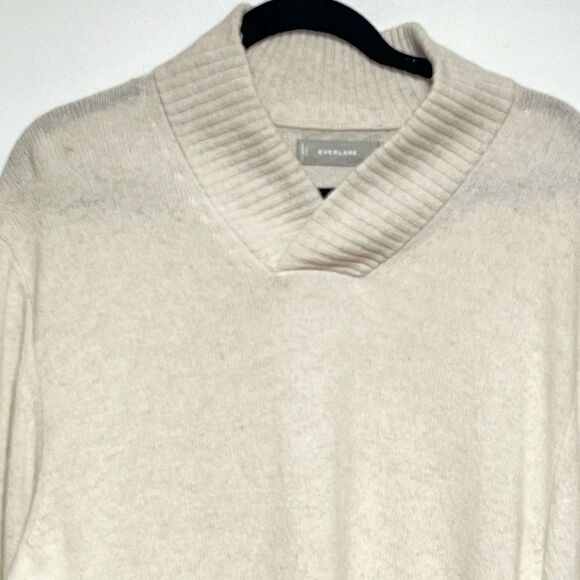 Everlane Mens The Felted Merino Shawl-Collar Wool Sweater Cream Mens L - Picture 4 of 6